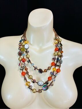 Beautiful Elegant Multi-Strand Earthy Beaded Necklace Women's Fashion Jewelry